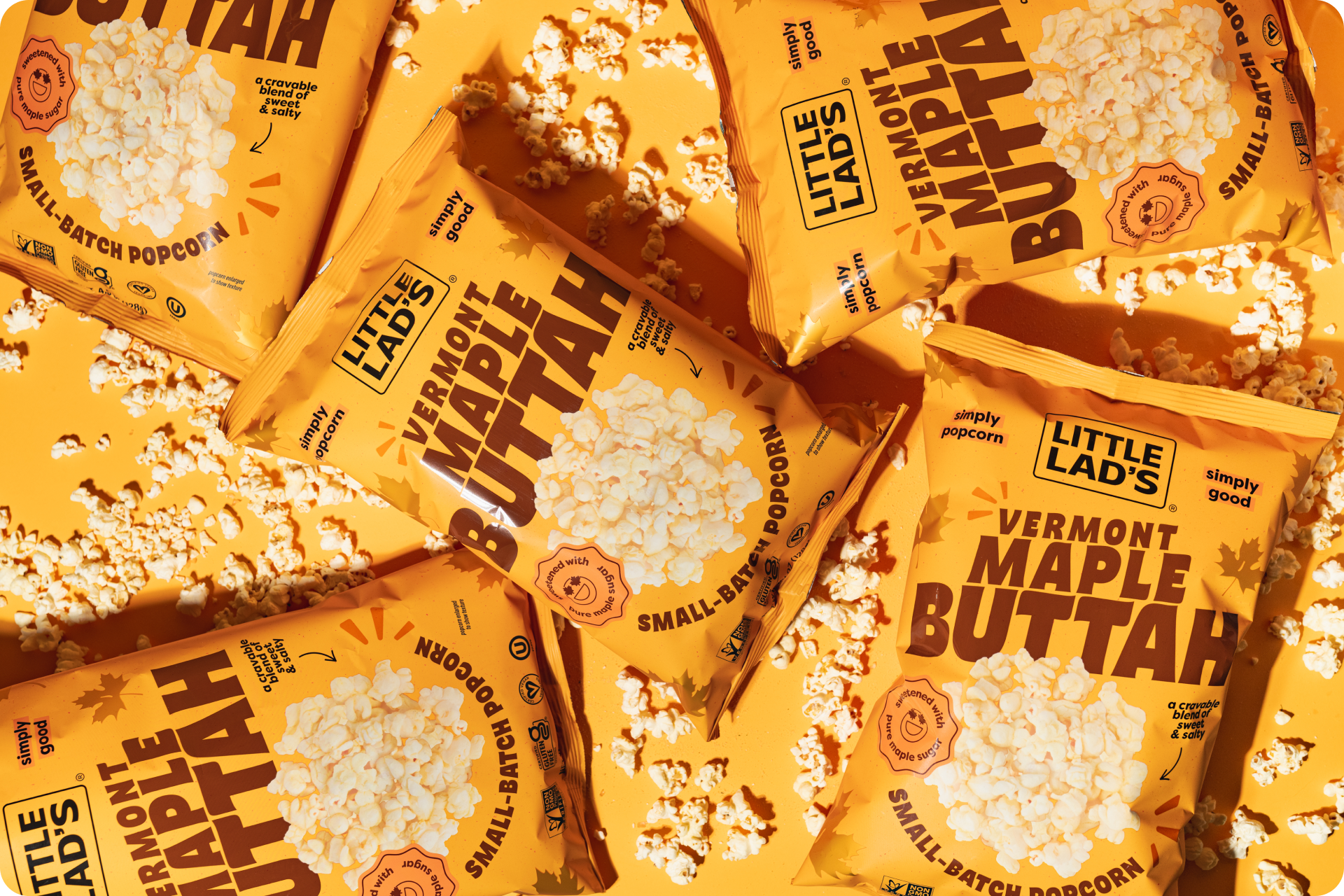 Try Vermont Maple Buttah popcorn crafted with real Vermont maple sugar and syrup. A warm, balanced flavor made to stay
